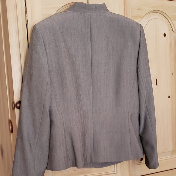 Kasper Stand Notch Collar Jacket Soft Gray Size 14 - Picture 2 of 8